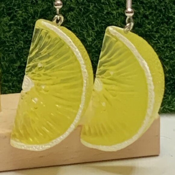 Lemon Earring, Fruit Jewelry, Citrus Earring, Gift Idea, Funny Food Earrings - Picture 2 of 9